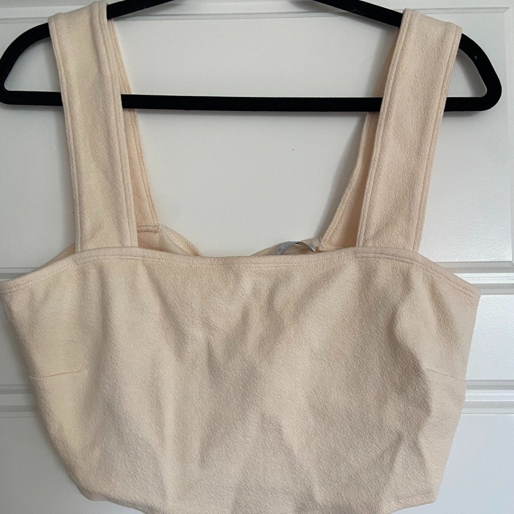 Free People Cream Straight Neck Crop Top